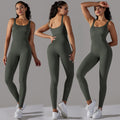 European and american seamless ribbed bodysuit yoga outfit - tummy control, butt lift, sports bra, tight-fitting bodysuit, quick-dry fitness apparel for women