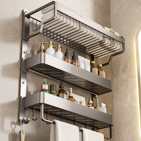 Towel rack, toilet rack, integrated non-punching wall-mounted bathroom, toilet, bathroom set, space aluminum towel rack.