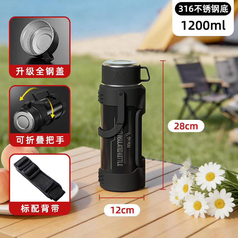 316 stainless steel large capacity collapsible handle thermos kettle - outdoor, car, portable water bottle - travel kettle wholesale with custom logo