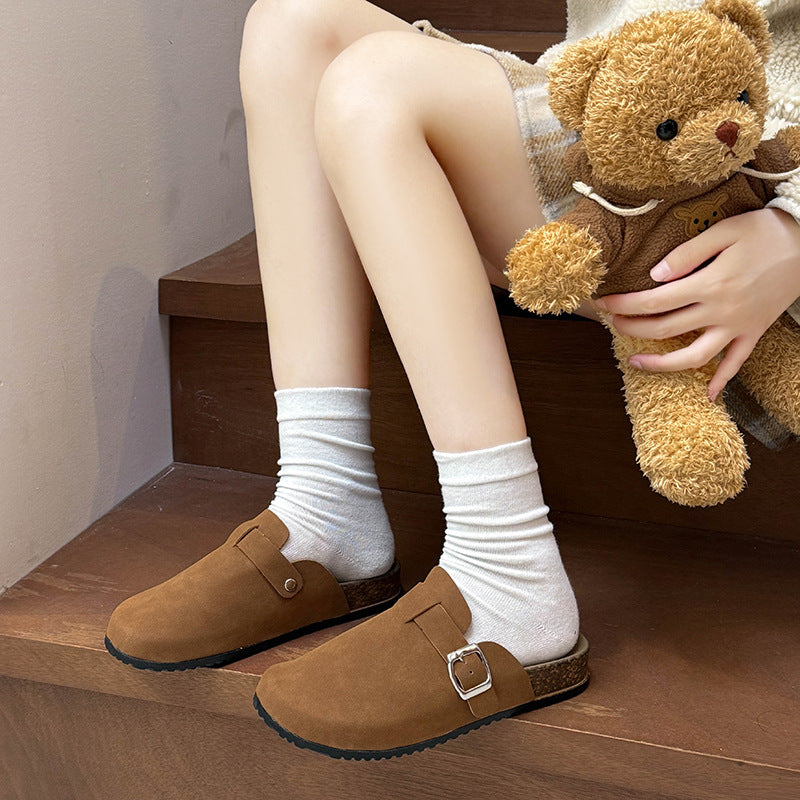 New arrivaloutwearthick sole birkenstock shoes toe toe lazy slippers women's shoes soft sole dopamine half pack shoes couple shoes