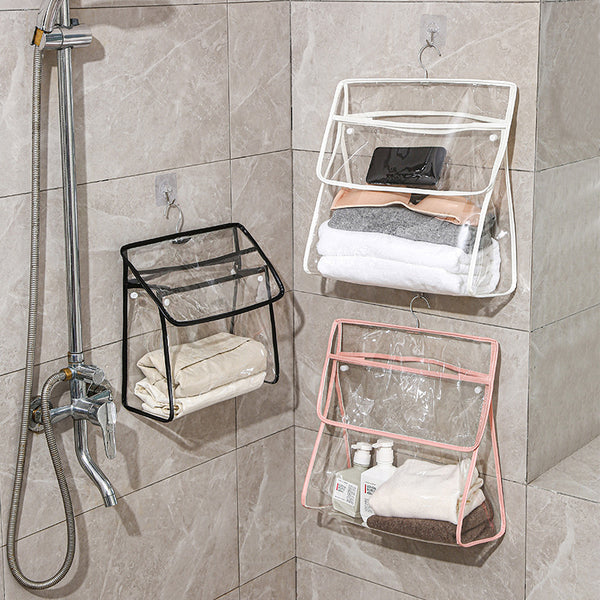 Transparent bathroom waterproof bag, bathroom toiletries, clothing storage bag, mobile phone touchscreen storage bag, wall-mounted storage bag.