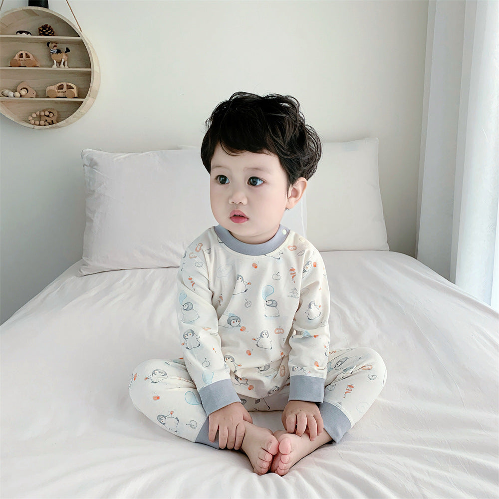 Kids' cotton thermal underwear set - boys' & girls' warm base layer for spring/autumn, baby & toddler pajamas