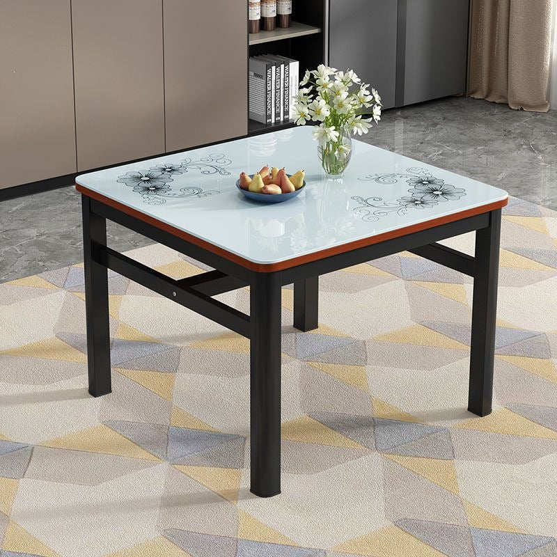 Square tempered glass dining table and chair set - modern minimalist design for small spaces