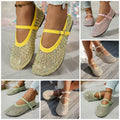 Women's flat shoes for cross-border e-commerce:  summer new collection - mesh mary janes with rhinestone embellishments, single strap casual flats