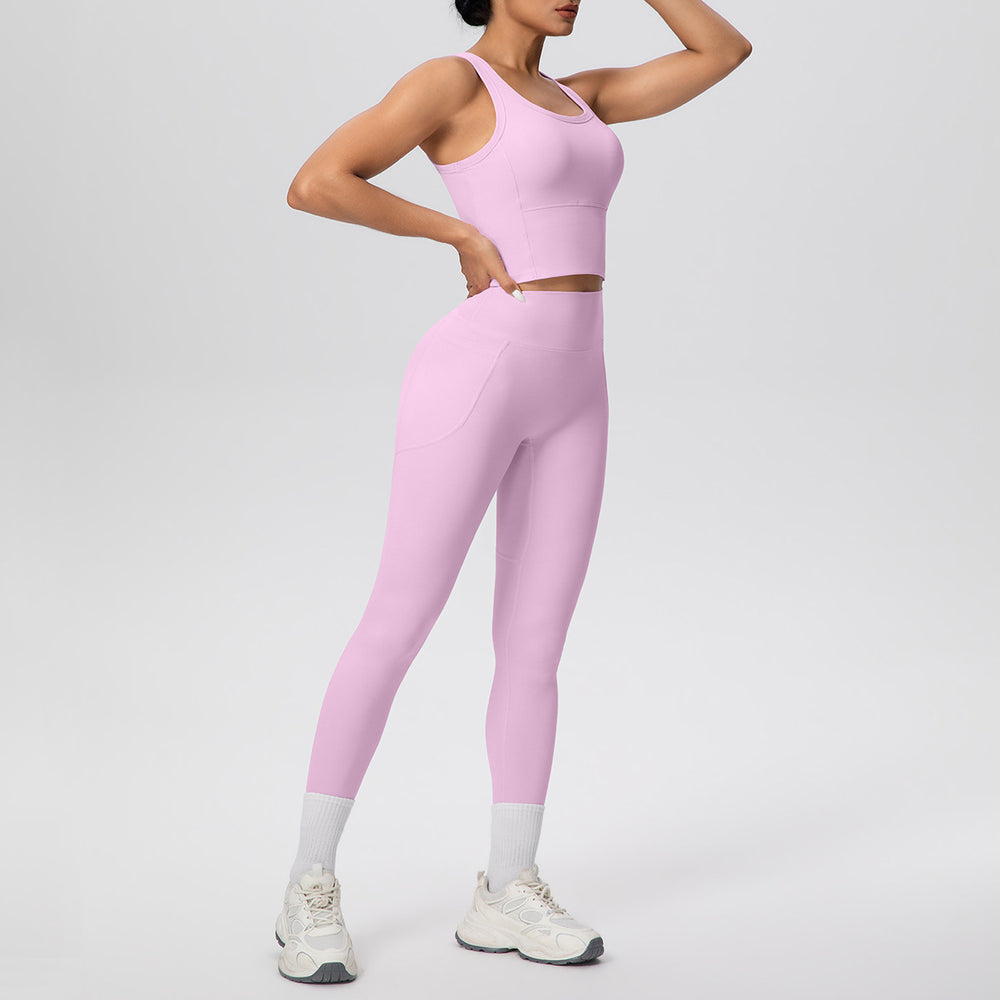 new cloud-feel quick-dry high-waisted pocket leggings with beautiful back design - yoga, outdoor running, and fitness activewear set for women