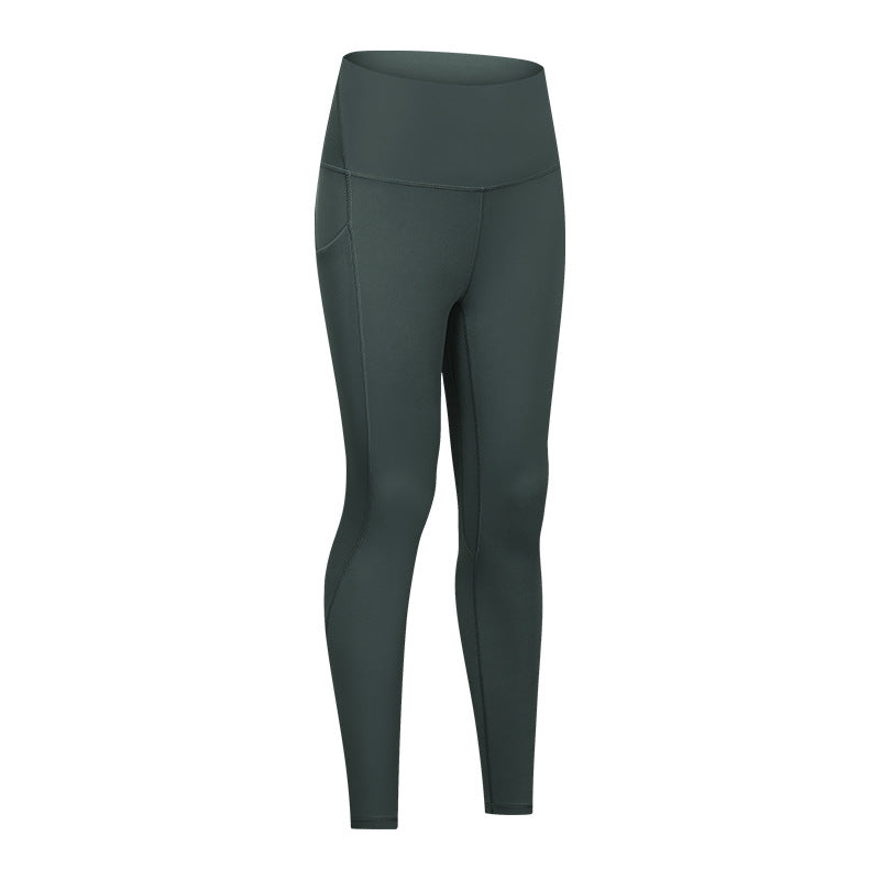 Dianqian new arrival soft and comfortable yoga pants with side flap pocket pants to lift the buttocks slimming look running sports fitness pants for women dl126