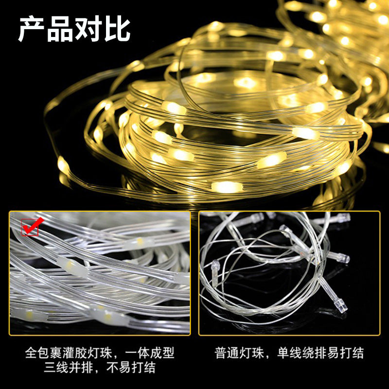 LED solar leather wire light string light Gypsy small light string, outdoor waterproof low voltage tree light outdoor decorative flash light
