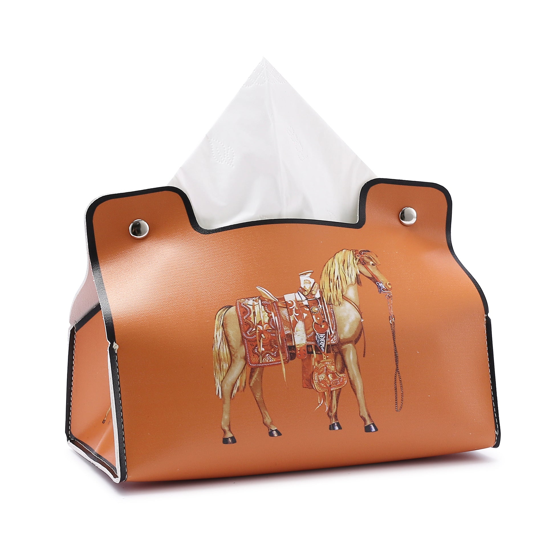 Antique creative home napkin paper box coffee table desktop bedroom room car multi-functional leather tissue storage box