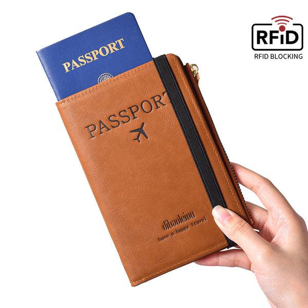 RFID anti-theft brush, multi-functional passport bag, men's and women's ID holder, passport holder, wallet, overseas ID bag, card bag.