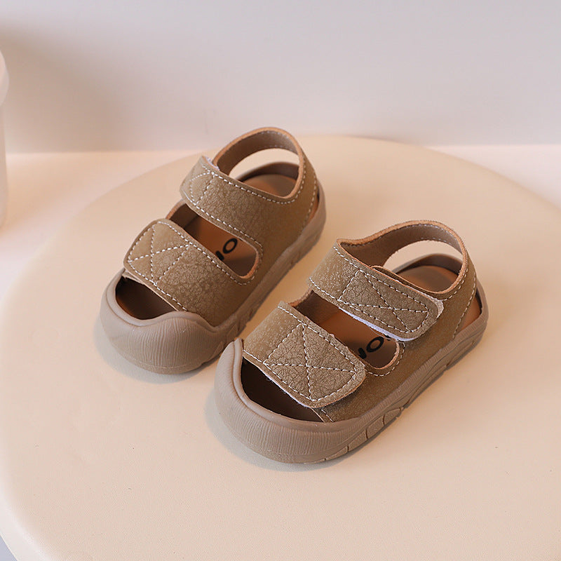 Anti-collision baby shoes casual baby girl toe cap sandals toddler shoes baby soft bottom boys beach shoes 1-3 years old