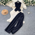 Korean style commute outfit sleeveless v-neck vest two-piece set women's summer high-waisted slimming fashion suit