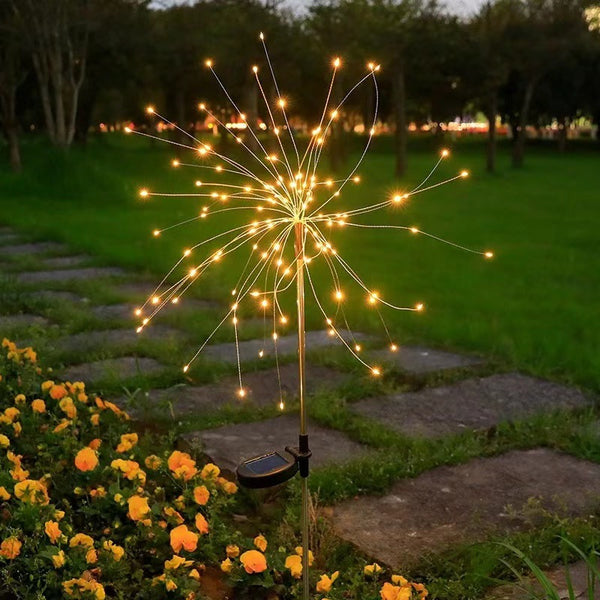 Solar Floor Insertion Fireworks Lawn Light Outdoor Waterproof Garden Decoration Lights Gypsy Copper Wire Light String