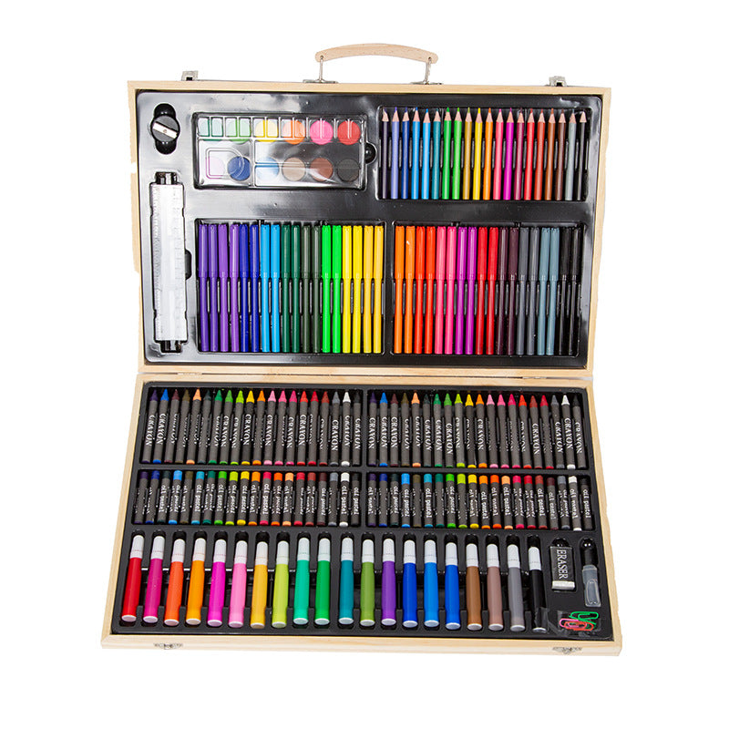 180 wooden box children's painting pen set, June 1st Children's Day gift, primary school watercolor pen gift box, art painting