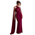 C7278 cross-border   fashion women's casual elegant long dress with ribbon detail - solid color