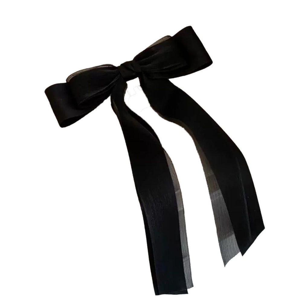 European and american cross-border retro black ribbon bow hair clip - elegant, minimalist, and high-end hair accessory for women