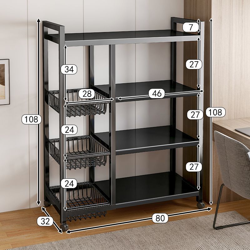Kitchen shelf storage rack floor-standing multi-layer movable storage rack multi-functional punch-free storage rack thickened shelf
