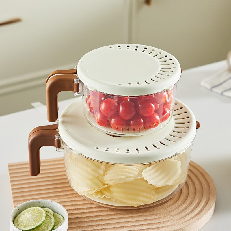 Multifunctional drain basket vegetable basin folding handle vegetable basket household kitchen refrigerator fresh-keeping box vegetable grater