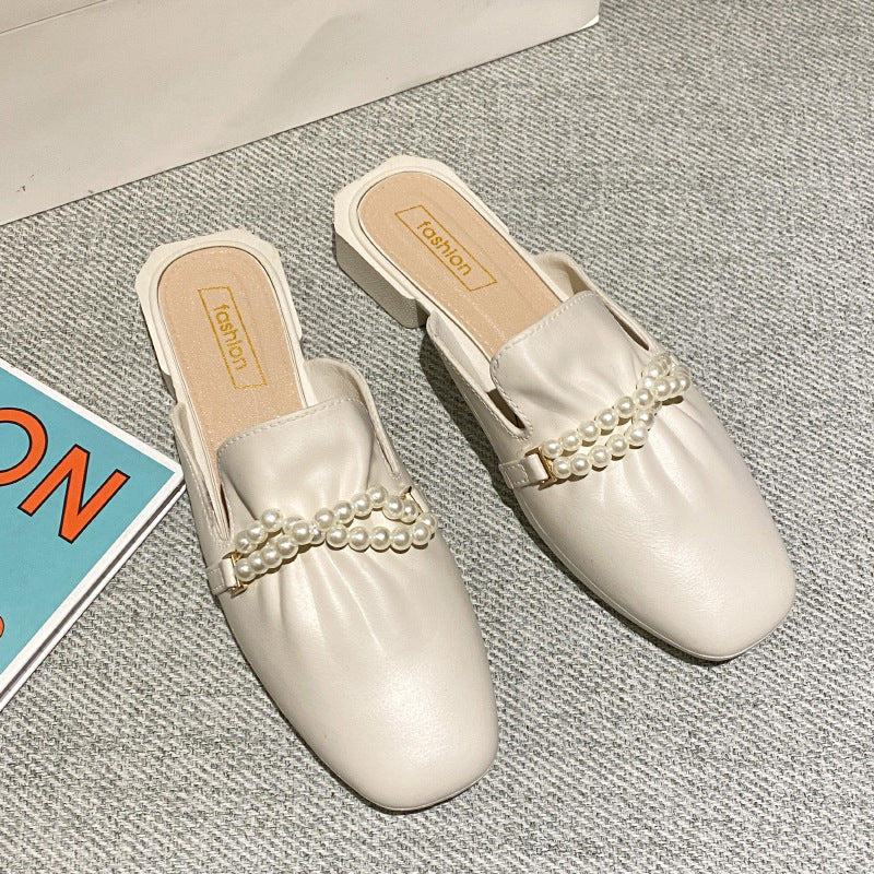 2025k-stylefashion half slippers for women summeroutwear baotoupopular lazy flatseasiest for match slip-on women's slippers summer