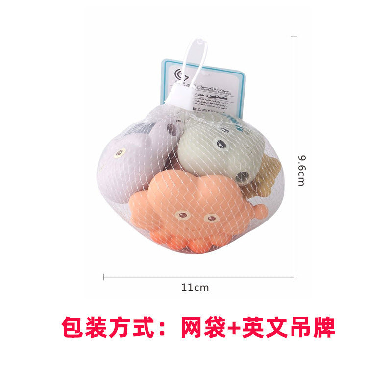 Cross-border export  children's bathroom soft glue animal water toys baby bath straw material marine toys
