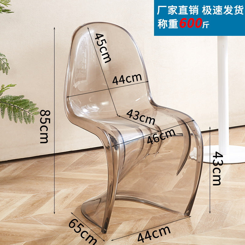 Pantone chair art light luxury dining chair popular transparent plastic chair scandinavian for home modern casual backrest makeup stool