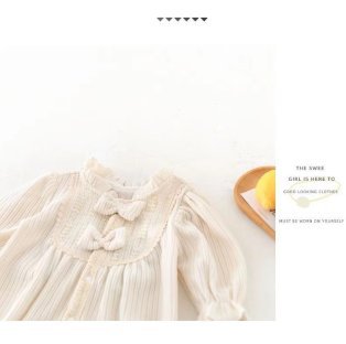 New spring baby clothes: korean style princess romper for baby girls - stylish and chic long-sleeved bodysuit for full month celebration and 100-day celebration
