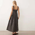 European and american cross-border women's fashion:  summer new arrivals - sexy and elegant v-neck striped high-waisted long slip dress