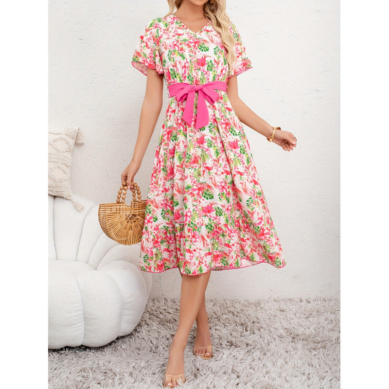 listing: new  women's original fashion v-neck tropical print dress