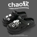 Crocs women's summeroutwear2023new arrivalthick solepopular beach stepping on shit toe-cap half-cool slippers summer