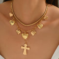 Cross pendant wholesale european and american cross-border stylish hip-hop punk heart clavicle chain accessible luxury niche stacking necklace