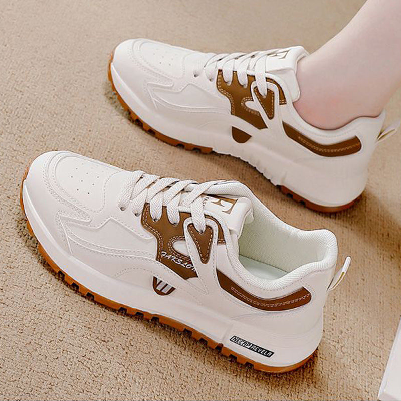 Plus size women's sneakers 2025 new spring hot style korean versatile lightweight running leather casual chunky sneakers