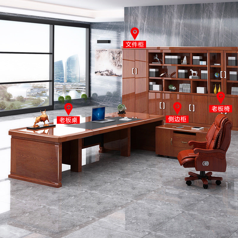 Office furniture paint boss table and chair combination veneer president table office desk fashion executive desk lbz-01