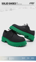 Shoes niche style design ins style casual leather shoes men's high-end sense of heighteningthick sole color matching mickey big toe derby shoes