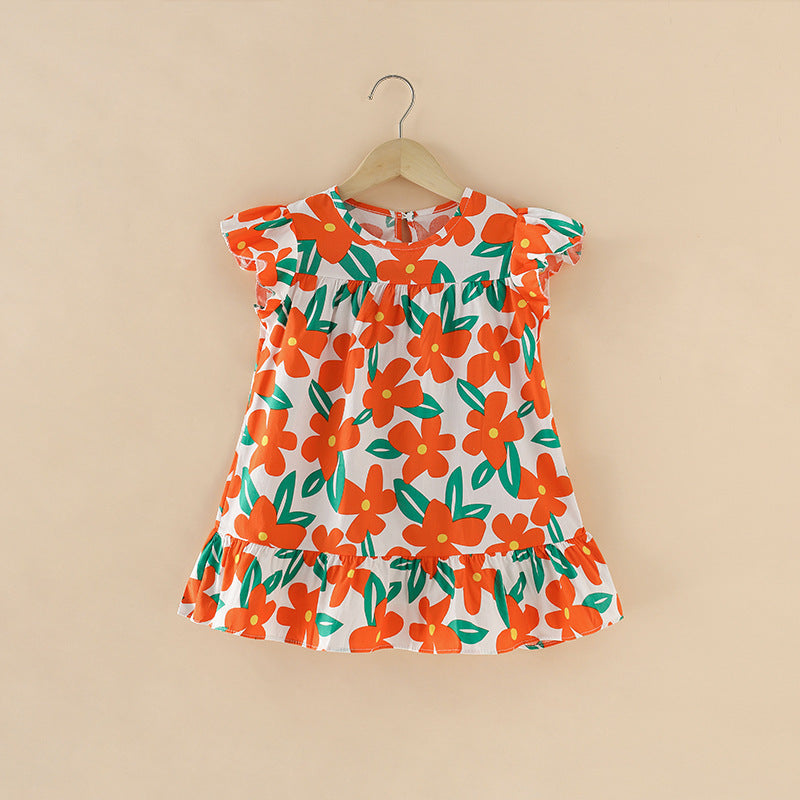 Ojitu all-cotton a-line dress - spring collection for girls (toddler & little kids) - lace sleeve, cartoon print, children's dress