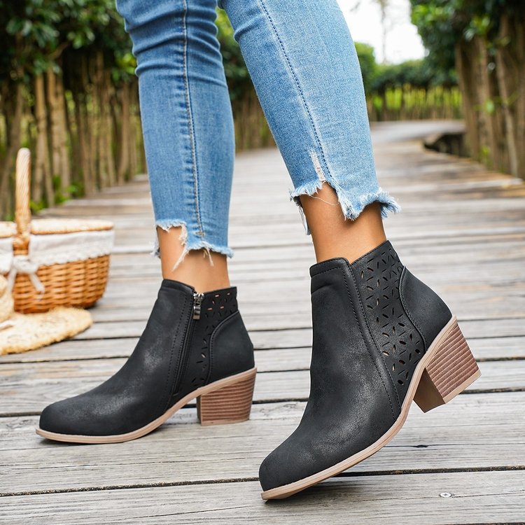 autumn new arrival: plus size chunky heel ankle boots for women, sizes 36-43. price difference: $0.67. available for  and  dropshipping