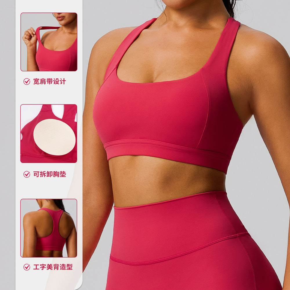 cloud-sensing i-shaped sports vest for women, push-up bubble wrap yoga bra, outdoor running, high-intensity sports intimates