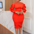 D377 european and american plus size women's autumn new fashion elegant all-match african style plus size long sleeve export dress