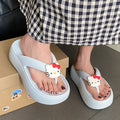 Flip-flops cute cartoon kitty outer fashion beach shoes neutral hong kong style popular flip-flops non-slipthick sole slippers