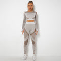 In stock! fashion seamless cut out moisture-absorbent yoga long sleevessuit yoga clothes sports fitness running yoga pants for women