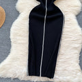 Elegant goddess style classy sense of knittingdress female sense of designniche style silmslimming lookelegantcontrast color hip skirt