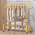 Upgraded cat ear double-layer double pole model 150cm light luxury gold four-sided hook.;.with wheels
