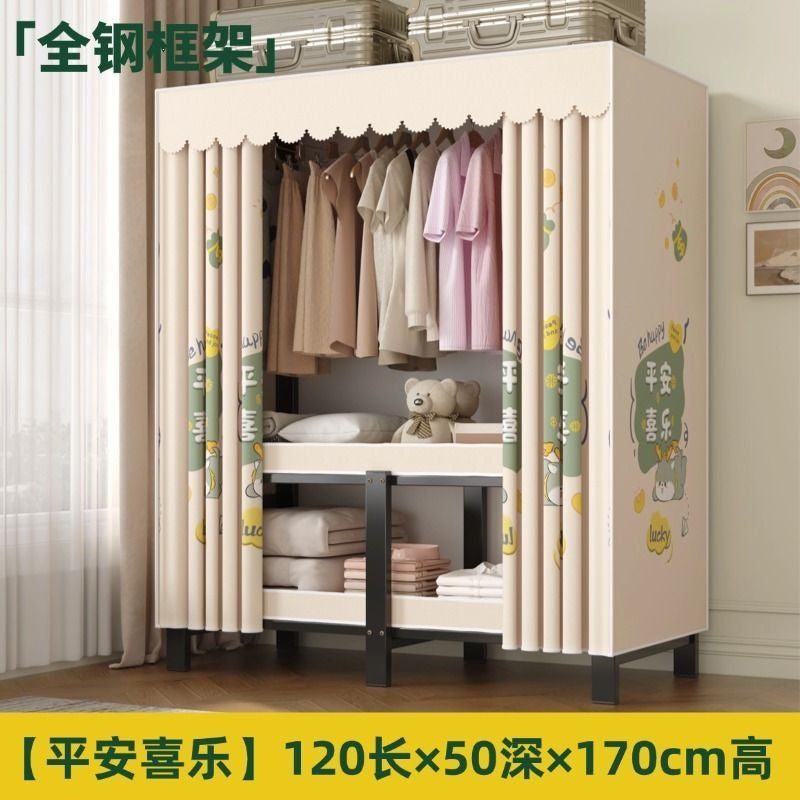 [yiwa] wardrobe for home bedroom installation-free foldable simple cloth wardrobe rental room full steel frame strong and durable clothes