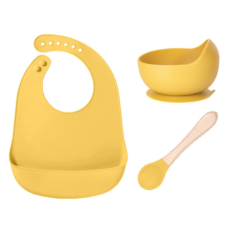 Dongguan Greene Factory Baby Silicone Bib Does Not Contain Bisphenol A Baby Saliva Pocket Children's Tableware Feeding Set
