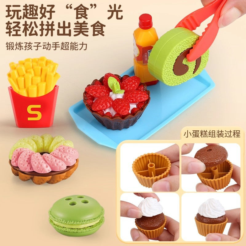 Kidsassemble cake ice cream burger dessert supermarket shelf voice cash register girl artificial play house toy