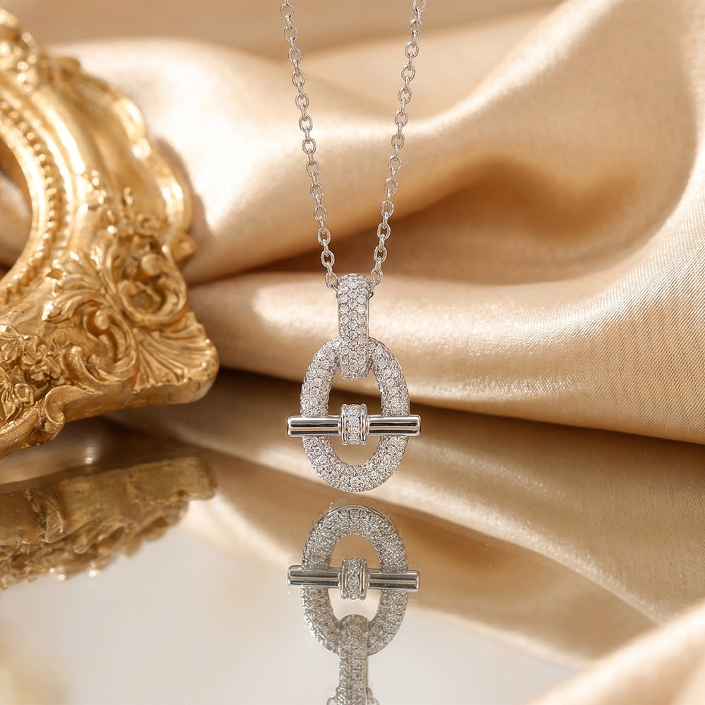 popular fashion elegant full diamond cylindrical inlaid zircon necklace accessible luxury women's easiest for matchelegantcasual clavicle chain jewelry