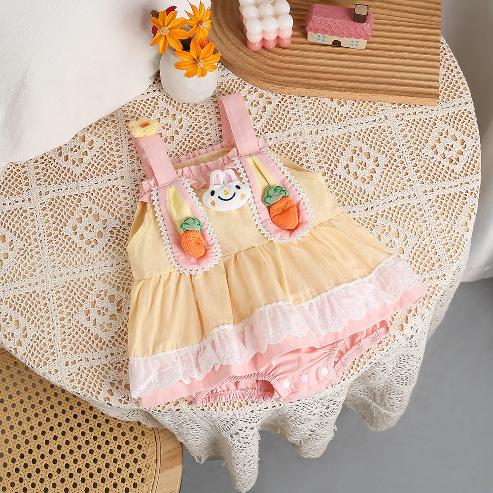 Baby summer cartoon style romper - cute and adorable lightweight jumpsuit for baby girls