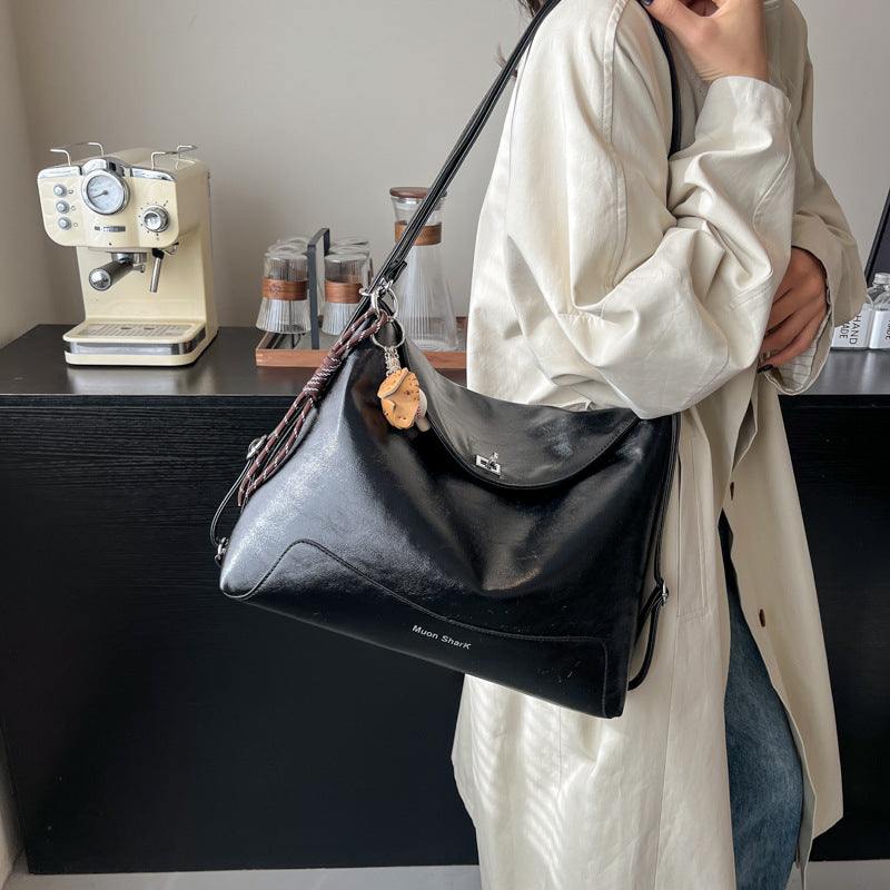 Retro pu large-capacity bag women's autumn and winter 2025 new tote bag multi-functional shoulder and shoulder dual-purpose bag