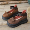 autumn new arrival: retro bowknot platform mary janes - women's chunky sole height increasing loafers wholesale