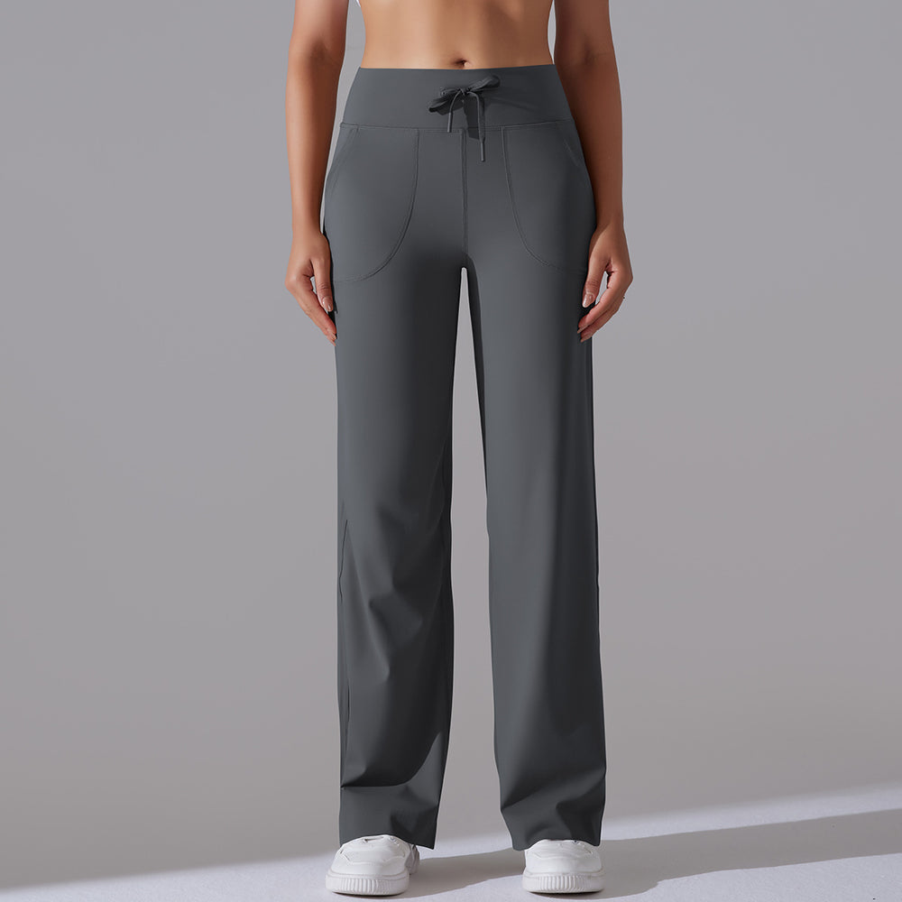 Naked new waistband drawstring loose pants high waist body shaping yoga clothes large flap pocket pants on both sides sports wear fitness pants