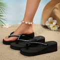 2025 new trendy & chic women's summer sandals: fashionable rhinestone-embellished flip-flops with thick soles, perfect for dressing up or lounging