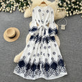 Lightly mature elegance style lantern sleeve printingdress women's springlong sleeves waist tie backa-line mid-length skirt holiday style